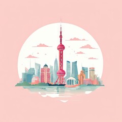 the ai generated image, Shanghai skyline, Panoramic view of shanghai