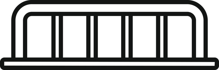 Line drawing of a pedestrian bridge spanning a road, providing safe passage for people