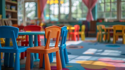 Tables and chairs for preschool and school educational premises for children to study general subjects : Generative AI
