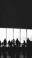 Silhouette of people waiting at departure hall at airport