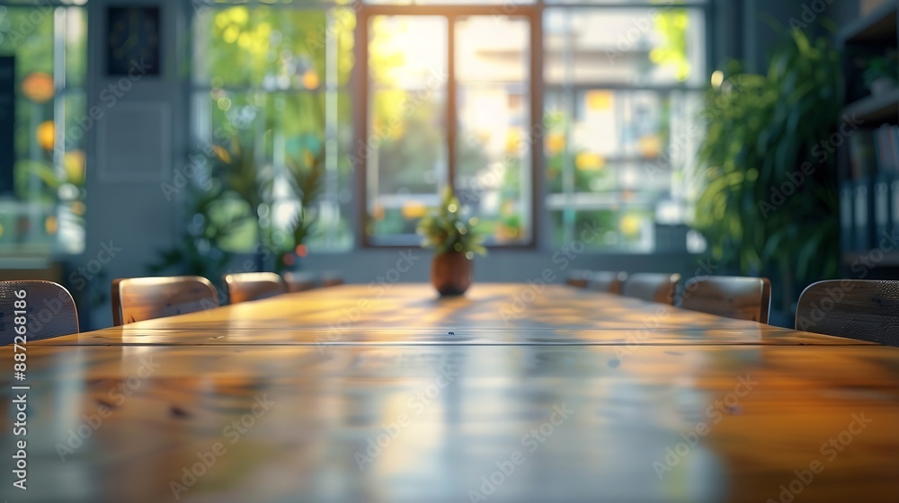 Poster look out from the table blur image of empty classroom as background : generative ai