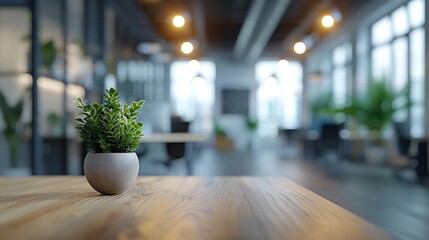 Fototapeta premium Blur background of empty modern office background in city center Workspace interior design Clean and bright office gallery background : Generative AI