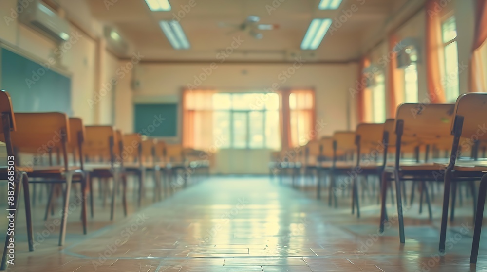 Poster blur image of empty classroom : generative ai