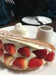 waffle with strawberries