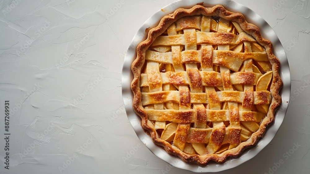 Poster baking dish with raw apple pie isolated on white : generative ai