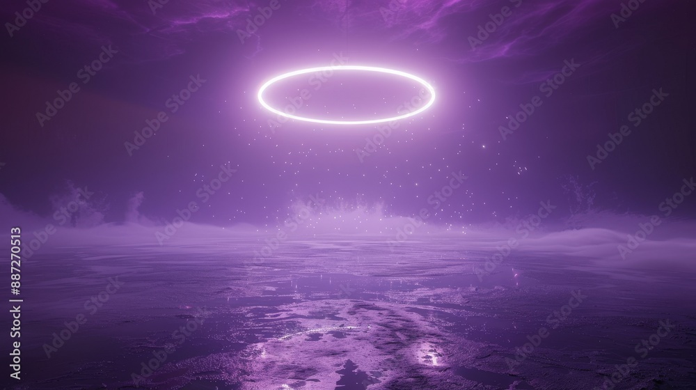 Wall mural an abst5ract technology background with a huge lit up circle in the sky.