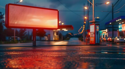 Billboard for advertising at the gas station soft focus : Generative AI