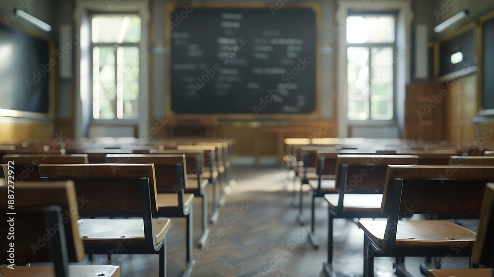 Aufkleber Empty university classroom without student University Classroom background : Generative AI