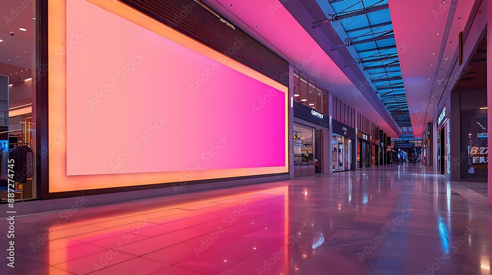 Aufkleber mockup of large led screen a front of shop in shopping mall : generative ai