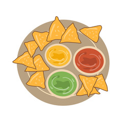 Nacho Chips with Guacamole, Salsa, and Sour Cream