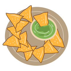 Handdrawn Traditional Mexican Dish Chilaquiles