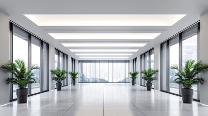 Interior of modern empty office buildingOpen ceiling design : Generative AI