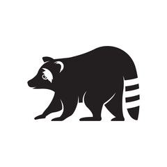 Cute Black raccoon logo vector icon illustration design