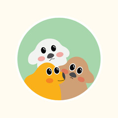 cute dog illustration, with happy expression, flat design style