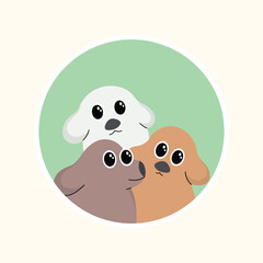 cute dog illustration, with happy expression, flat design style