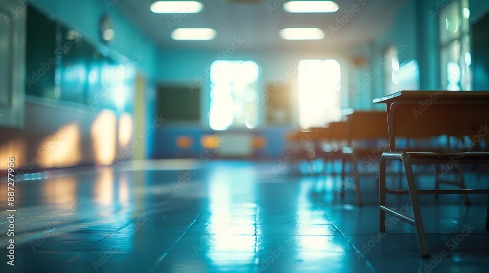 Poster blur image of empty classroom : generative ai