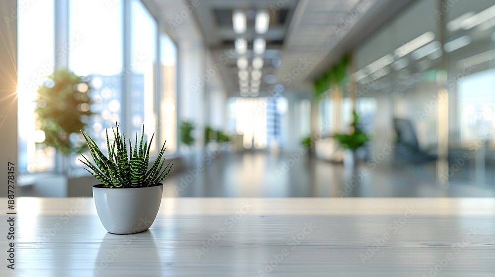 Poster blur focus of white open space office interior can be used as background : generative ai