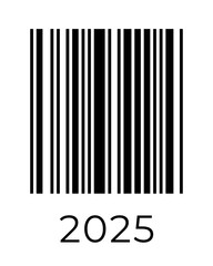 Real barcode 2025 number. New Year holiday QR code concept design template. Vector eps illustration for celebration banner, poster, greeting card, invitation