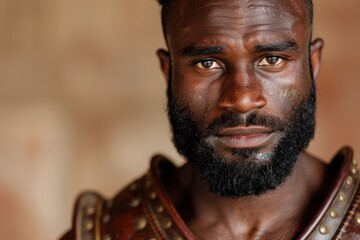 close-up portrait of a serious-looking african man with a beard