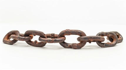 Obraz premium Aged anchor chain against white backdrop