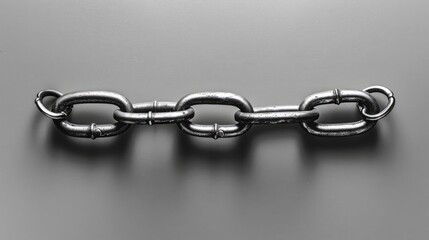 Obraz premium Silver metal chain on gray background viewed from top