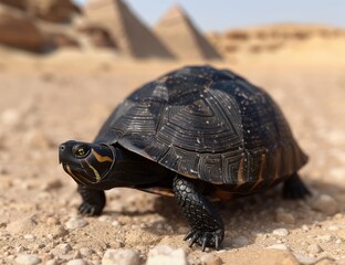 Obraz premium Ornate turtle in desert landscape