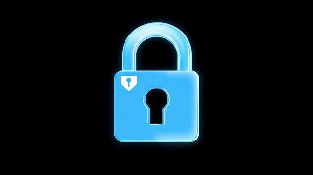 Simple Security Lock and Privacy Symbol animation blavk background