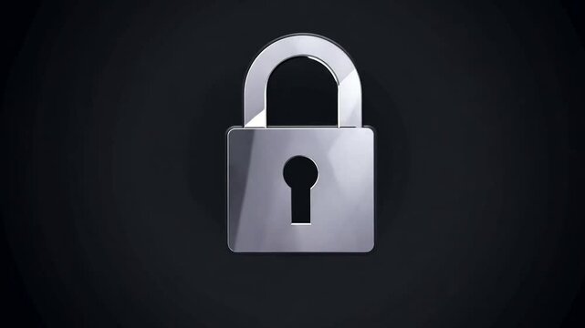 Simple Security Lock and Privacy Symbol animation blavk background