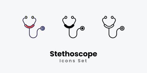 Stethoscope Icons thin line and glyph vector icon stock illustration