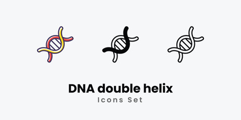 Obraz premium DNA double helix Icons thin line and glyph vector icon stock illustration