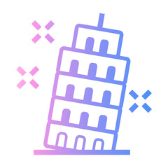 pisa tower Line Gradient Icon