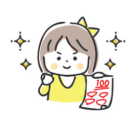 テストで100点をとる女の子