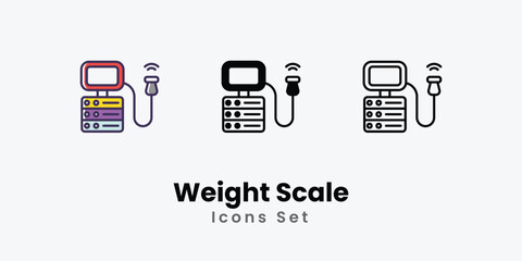 Weight Scale Icons thin line and glyph vector icon stock illustration