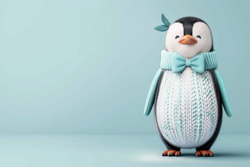 Obraz premium Cartoon penguin in a smart sweater and bowtie posi 38 1 christmas, snowman, winter, snow, holiday, cartoon, penguin, hat, illustration, xmas, santa, vector, fun, cold, animal, celebration, 3d, happy, 