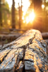 A fallen tree trunk in the middle of a forest