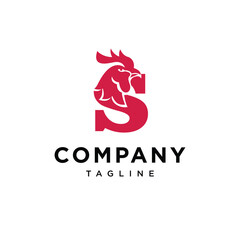 Obraz premium Letter S Rooster Head Logo icon vector