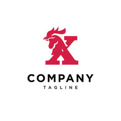 Fototapeta premium Letter X Rooster Head Logo icon vector