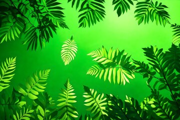 Fototapeta premium luxury leaf shadow leaves in blank green natural background. concept scene stage showcase, product, nature, perfume, promotion sale, banner, presentation, cosmetic.