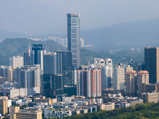 Obraz premium Modern metropolis general cityscape aerial view with modern skyscrapers hotels office buildings residential areas.Shenzhen,China downtown city skyline.