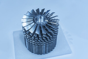 Abstract background of Rotor turbine with several Turbine blades