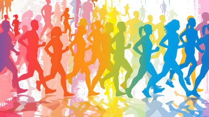 colorful running people vector