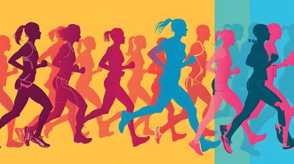 colorful running people vector