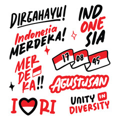 Indonesian Independence Day doodle. Joyful Indonesian Independence Day celebration with vibrant flags, parades, and cultural festivities