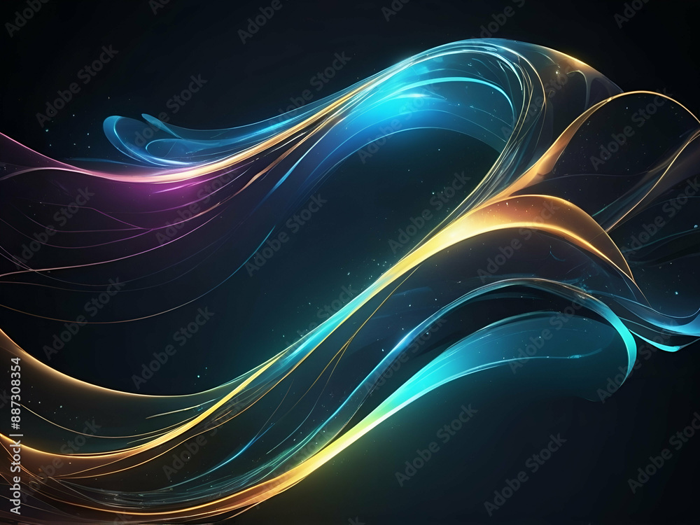 Canvas Prints abstract glowing shiny wave, glass futuristic hi tech design background