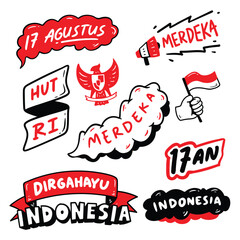 Indonesian Independence Day doodle. Joyful Indonesian Independence Day celebration with vibrant flags, parades, and cultural festivities