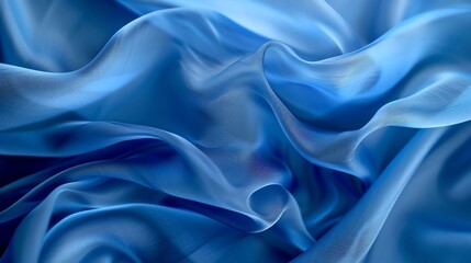 Obraz premium Generate an image of blue silk. The silk should be smooth and flowing, with a high level of detail. The image should be well-lit and have a high resolution.