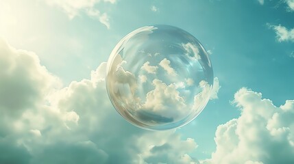 A beautiful sky with a single bubble floating in the center