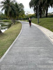 cycling in the park