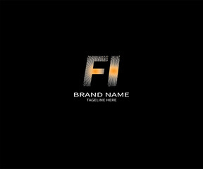 FI letter logo creative design. FI unique design. FI letter logo design on black background