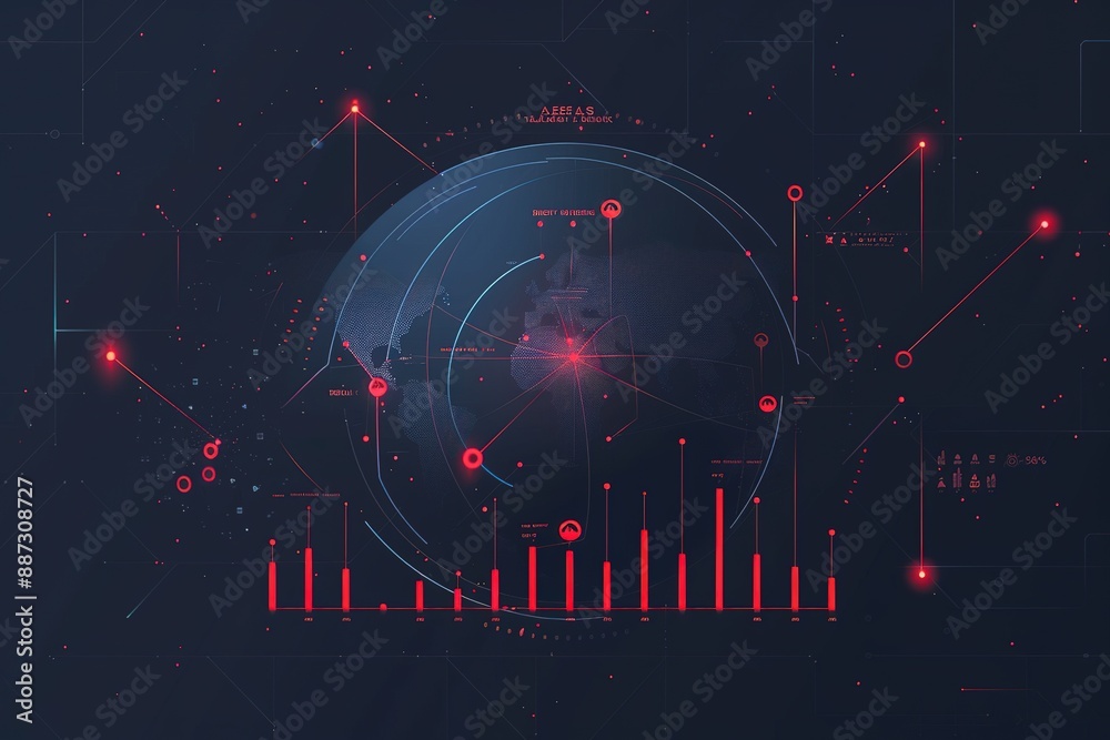 Poster a computer generated image of a planet with a red dot in the center
